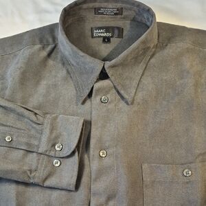 Marc Edwards Long Sleeve Charcoal Dark Green Button Down Mens Dress Shirt